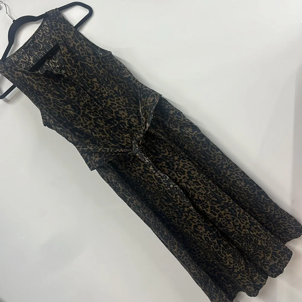 Banana Republic linen blend leopard print jumpsuit 8